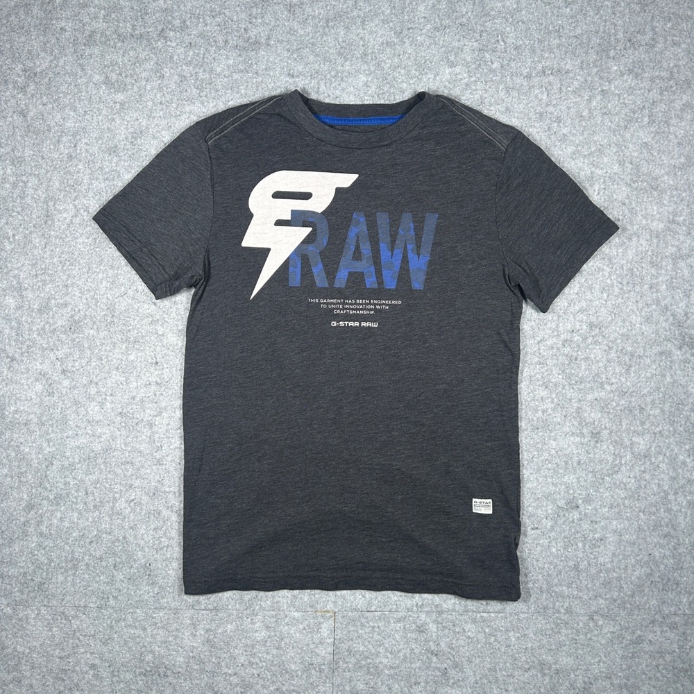 G-Star Raw T Shirt Mens‎ XS Charcoal Grey Qulade R T S/S Graphic Logo Streetwear